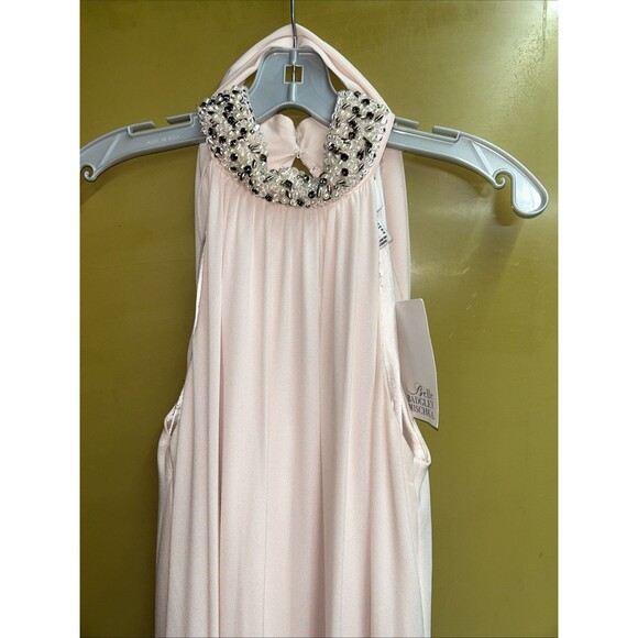 Women’s Soft Pink Badgley Mischka Beaded Halter Dress , Sz 4 New With Tags - Picture 2 of 8